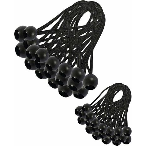 30 elastische Bungee-Seile, 20 cm lang. Wetterfest. Maximale Traglast 5 kg. Für Planen, Zelte und Banner.