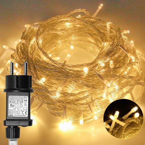 TolleTour Catena luminosa LED 100 m 400 LED bianco caldo, 8 modalità, memoria, cavo 5 m, IP44, cavo bianco, per Natale, giardino, balcone, terrazza, feste, casa (1/5)