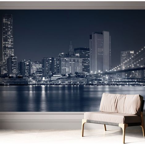 Fototapete Selbstklebend - Wanddekoration - Wandfolie - 3D Tapete Wand - Wohnungsdeko Nachtstadt 312x219 cm