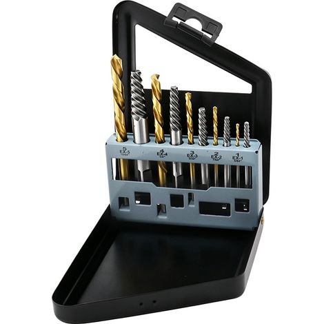 Lot de 2 boîtes de 10 extracteurs de vis cassées – Forets pour dégager les filets grippés – Outil de retrait de boulon et écrou (1/4)