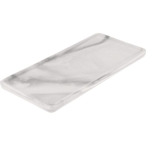 Plateau de Vanité en Céramique Motif Marbre Gris 20,5x9,5 Cm pour Organiser Cosmétiques et Accessoires sur Table de Chevet ou Comptoir de Salle de Bain'-'- (1/5)