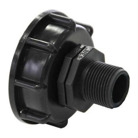 Multitanks – Raccord S60x6 femelle – Embout mâle 3/4' (20x27) – Polyéthylène pour cuve 1000L – Fixation sur vanne S60x6