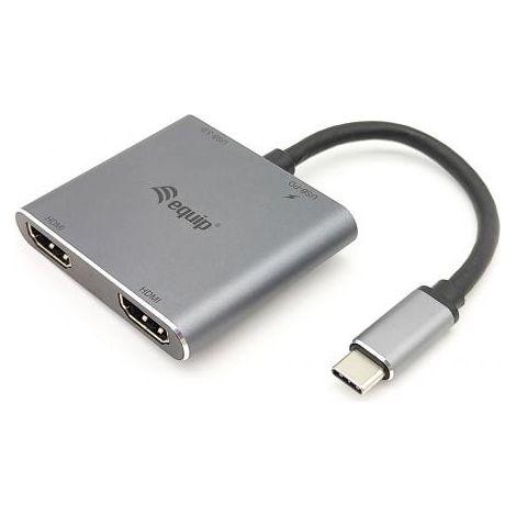 Equip Adattatore USB-C 4 in 1 con doppio HDMI, USB 3.0, 100W USB PD (1/4)
