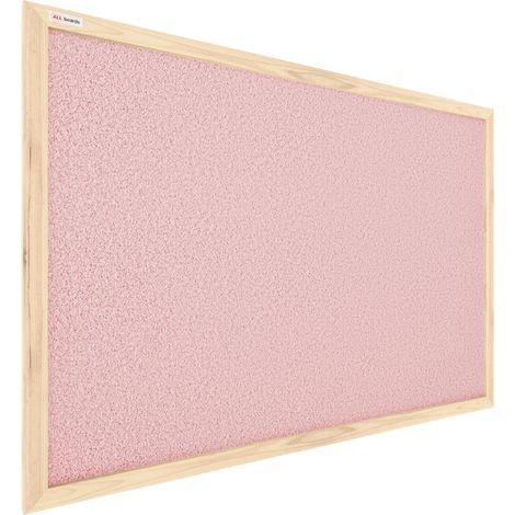 Allboards – Tableau en liège rose pastel 60x40cm – Cadre en bois – Surface autorégénérative pour usage intensif – Matériel de montage inclus