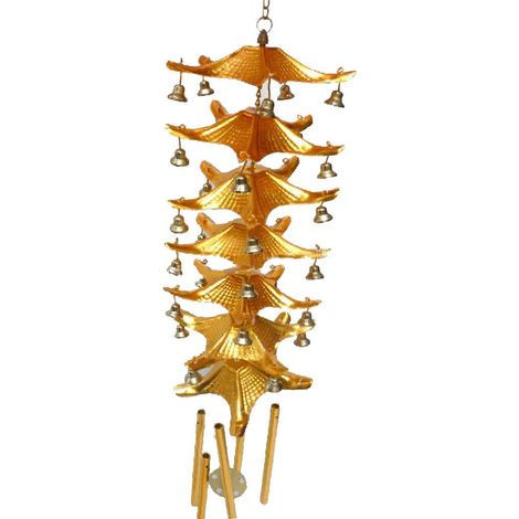 Cloche De Toit En Métal à 7 Couches 5 Tubes Lucky Feng Shui Hanging Charm Wind Chime