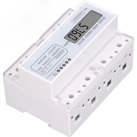 Compteur Numérique Triphasé 4 Fils 7P LCD pour Mesure de Consommation Électrique Kwh, Installation sur Rail DIN 35mm (1/5)