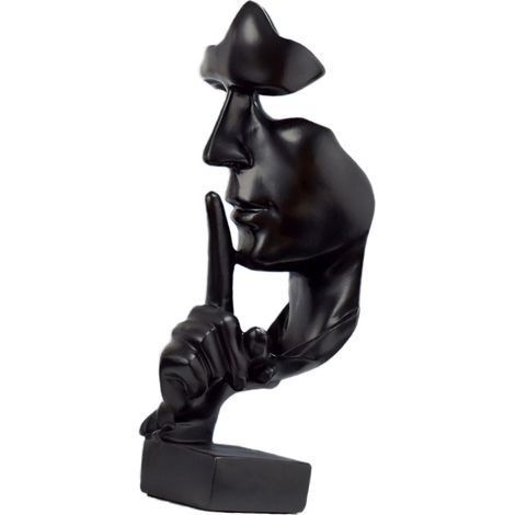 Figurine Thinker Statue Noir Résine Synthétique Compacte Décorative Silencieuse Philosophie Méditation Maison Bureau (1/5)