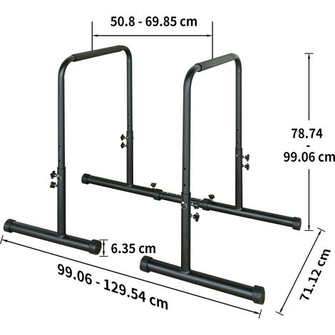 Estación de dips ajustable, altura 78,74–99,06 cm, carga máx. 249 kg, negro HAVRYA (1/5)