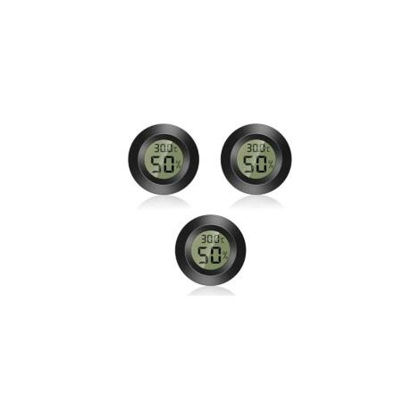 Termometro - mini igrometro, mini termometro igrometro, mini igrometro digitale, termometro rotondo, termometro per interni/esterni, da -50°C a +70°C (confezione da 3) - Crezuo