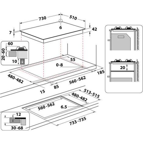 Whirlpool Piano cottura a gas - GOA 7523/NB1. Colore del prodotto: Nero, Posizionamento dell'apparecchio: Da incasso, Dimensione della larghezza del piano cottura: 73 cm. Tipo di contr... - GOA7523NB1 (1/5)