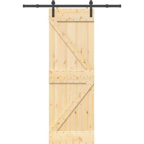 Puerta corredera con herrajes madera maciza de pino 70x210 cm vidaXL (1/5)