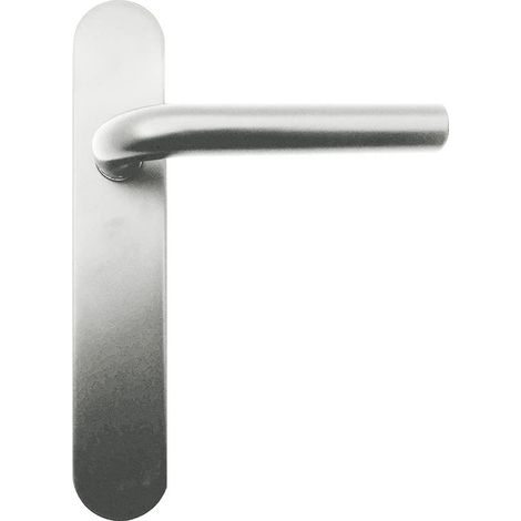 Jeu de poignée de porte avec plaque d'angle incurvé et poignée en acier inoxydable Argenté inoxydable 225 x 138 x 66 mm (1/2)
