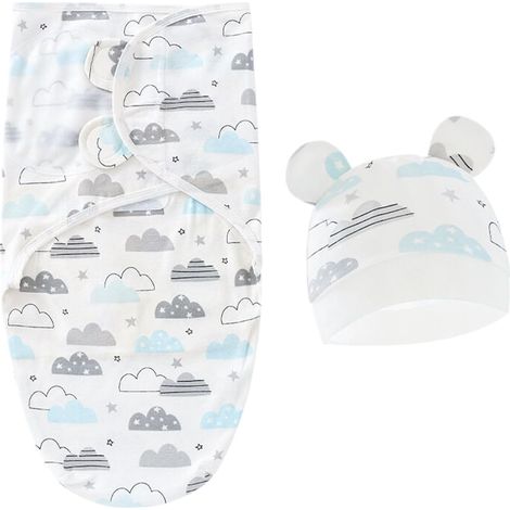 Lot de 1 Kids Baby Couvearture D'emmaillotage Baby 0-6 Mois Langes Bebe pour Nouveau-Né Langes en 100% Coton né Garçon et Fille Puériculture Bebe(bleu) (1/5)