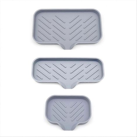 Lot de 3 tapis de sol en silicone sec pour comptoir, porte-savon de salle de bain (1/5)