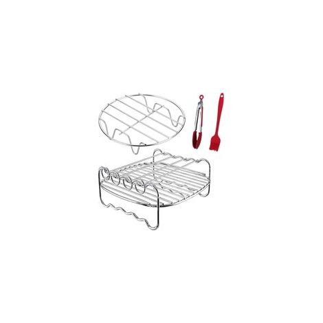 2 Pièces Multifonction Double Couche Brochette, Supports Friteuse Air Comprimé, Support Multifonction Double Couche Brochette, avec 4 Bâtons de fer, Approprié Four Bateau à Vapeur, Air (1/5)