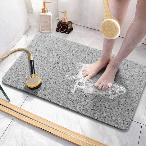Alfombrilla de baño antideslizante y lavable, de 60 x 40 cm, suave y cómoda (gris). (1/3)