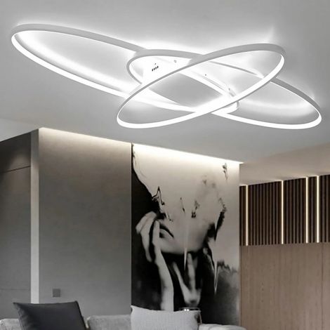 HAUTOUR Plafonnier LED dimmable 40W 3200lm – Température de couleur 3000K-6500K – Télécommande incluse – Pour salon, chambre, cuisine, hall, balcon (1/5)