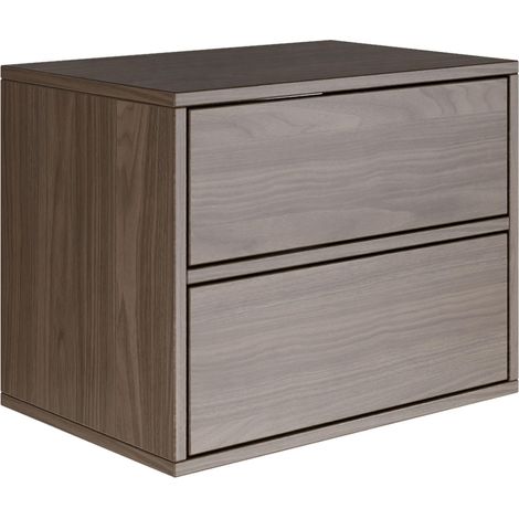 Table de Chevet Suspendue Flottante Couleur Noyer 50 x 36 x 40 cm (l x P x H) - Table de Chevet avec Deux tiroirs dans Un Cadre Minimaliste scandinave de Montage Mural (1/5)