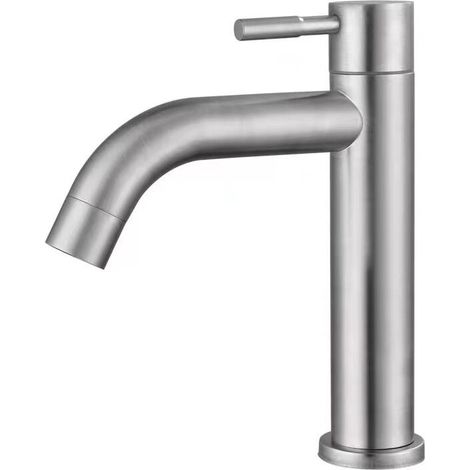 Armatur, gebürsteter Edelstahl, Einzel-Kaltwasserhahn, Waschtischarmatur, Wasserart: Schlüsselarmatur, Badezimmerzubehör für Küche und Bad (Einzelzylinder-Kaltwasserhahn) (1/4)