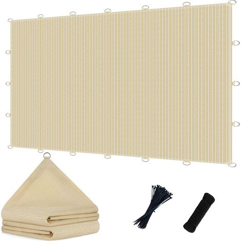 90% 3,6 x 6,1 m Filet d'ombrage avec Anneaux en D Tissus Pare-Soleil extérieurs pour Patio, Pergola, Jardin, Arrière-Cour, Terrasse, Véranda, Beige (1/5)