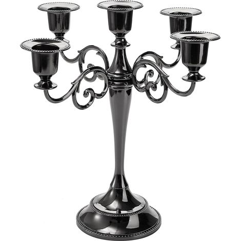 Candélabre à 5 bras, porte-bougie en bronze antique, pour bougeoirs coniques (1/5)