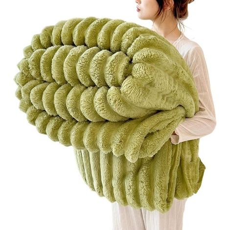 1 pièce Couverture douillette en peluche de lapin, 200 x 230 cm, Plaid moelleux pour canapé ou lit, vert, idéal pour femmes et mamans