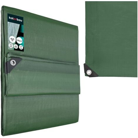 Bâche de Protection Extérieur - Polyéthylène - 4 x 5 m - Vert Olive - 120 g/m² - Bâche Anti UV - Bache Remorque - Bache Impermeable Exterieu-NANOTEH (1/5)