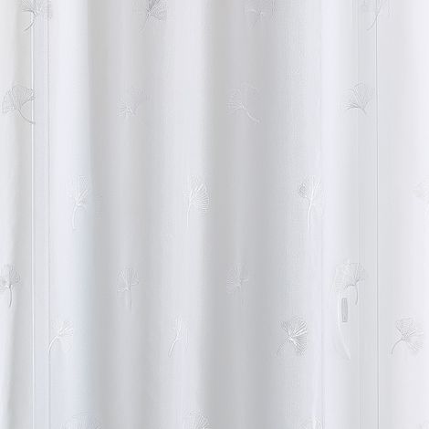 Tissu plombé et brodé feuilles de gingko Blanc 300 cm