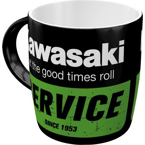 Tasse à café rétro, 330 ml, Kawasaki – Service – Idée de cadeau pour motards, mug en céramique, design vintage (1/5)
