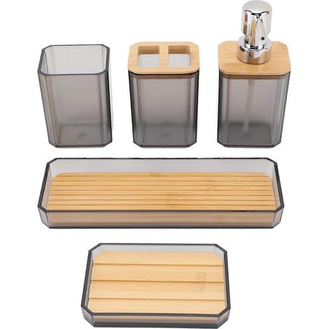 Kit de Salle de Bains Ensemble Complet avec Porte-Brosse à Dents, Verre, Distributeur à Savon et Porte-Savon (1/5)