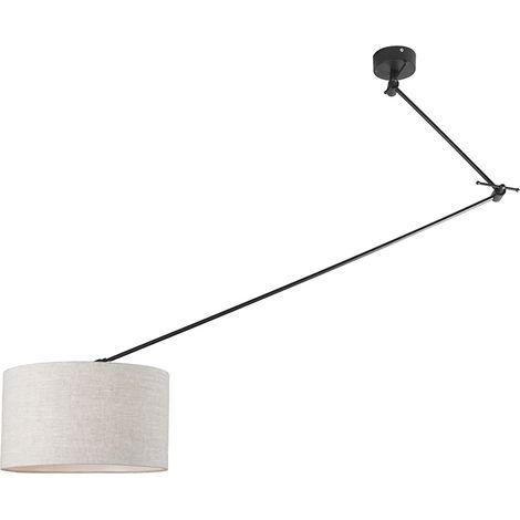 Pendant Light Black with 35 cm Light Grey Lampshade Adjustable - Blitz (1/4)