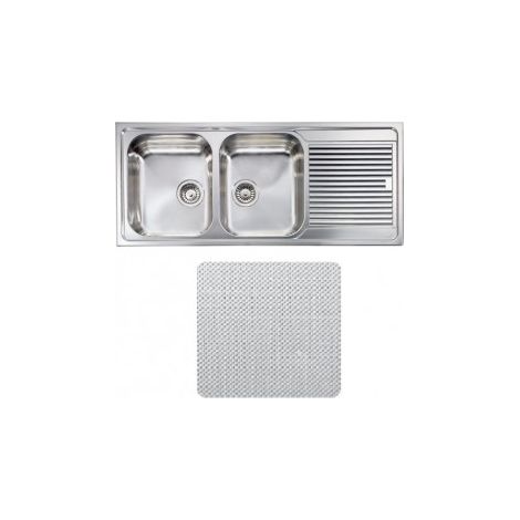 CM 010257.S1.01.2018 ZENITH PLUS Lavello da Incasso 2 Vasche con Gocciolatoio a Destra Acciaio Inox Finitura Microdecoro (116x50x21 cm) colore Acciaio (1/5)