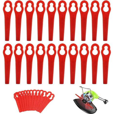 Lot de 100 Lames de Rechange en Plastique pour Coupe-Bordure Rouge Lames de Tondeuse Lame Plastique Coupe Bordure FRT18A FRT18A1 Kunst 46155 FRT20A1 Accessoire (Rouge) (1/5)