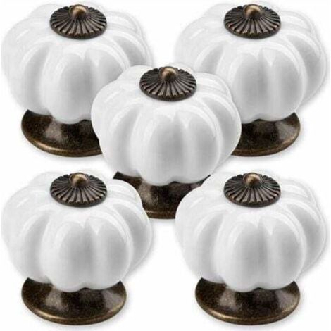 5 x Bouton de Meuble Pommeau Ø 30 mm Blanc Piédestal Bruni Bouton de Tiroir Bouton en Porcelaine (1/4)