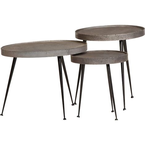 Couchtisch 3 Stk. Silbern Holzwerkstoff