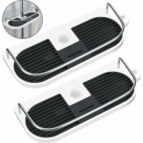 royaluxe - Étagère de douche sans perçage pour la tige de douche - support de douche de salle de bain hauteur réglable, pour tige de douche d'un diamètre de 19mm - 25mm (2 pièces)