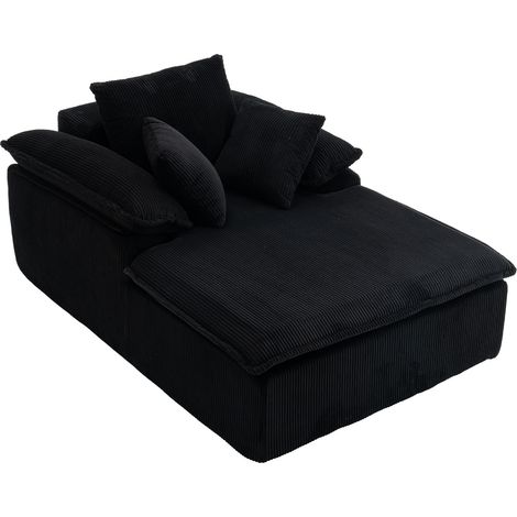 Chaise longue in velluto a coste nero senza montaggio 177 x 122 x 92 cm HOMVRA (1/5)