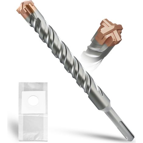 Foret SDS Plus 20 mm × 210 mm, avec 4 tranchants en carbure de tungstène, tête avec revêtement, foret à maçonnerie, foret à béton, pour pierre, béton, pierre naturelle, mur de brique (1/5)