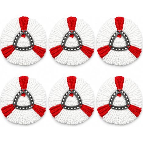 6 têtes de serpillière de Rechange en Microfibre, Recharge serpillière 36 cm pour Balai Rotatif Triangulaire, Lavable, absorbante, pour carrelage, parquet, stratifié et marbre (1/5)