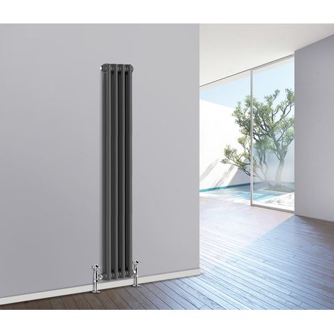 NRG Traditional Cast Iron Style Radiator Vertical 2 Column Anthracite 1500 x 200mm