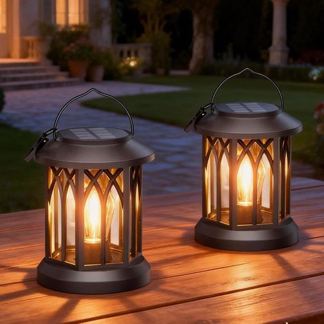 Lot de 2 lampes solaires à suspendre pour jardin, lanternes solaires à LED (1/5)