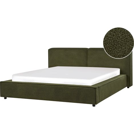 Bett mit Lattenrost Bouclé LINARDS 160 x 200 cm Dunkelgrün