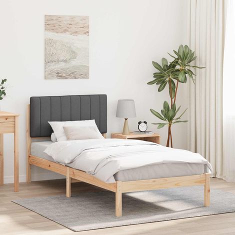 Estructura de Cama con Cabecera Tapizada Gris Natural y Oscuro