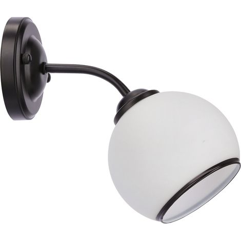 Applique minimaliste noire abat-jour blanc E27 40W (1/3)