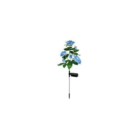 Décoration lumineuse solaire d'extérieur en forme de rose pour allée de jardin (bleu, 7 fleurs) (1/5)