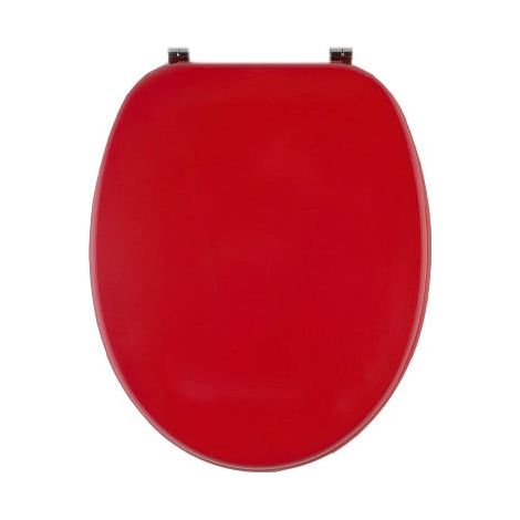 Kiamami Valentina – Siège de toilette universel en bois MDF laqué rouge framboise – Charnières réglables 12-21 cm – Type métal chromé – S'adapte à toutes cuvettes (1/3)