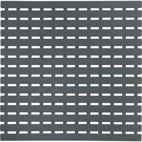WENKO Tappeto da doccia grigio Arinos, tappeto da bagno antiscivolo con ventose, in plastica, 54x54 cm, grigio
