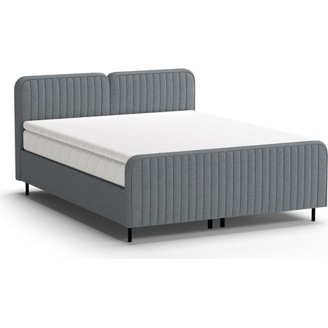 Lit boxspring Margate 127, Casa 24, Double, 140x200, Tissu, Disponible, 148x223x104cm (1/5)