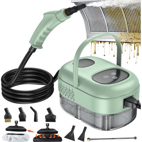 Limpiador a vapor de alta presión de 2500 W con cabezales de cepillo, tanque de agua de 1 L, 6 configuraciones de velocidad, para limpieza del hogar (1/4)