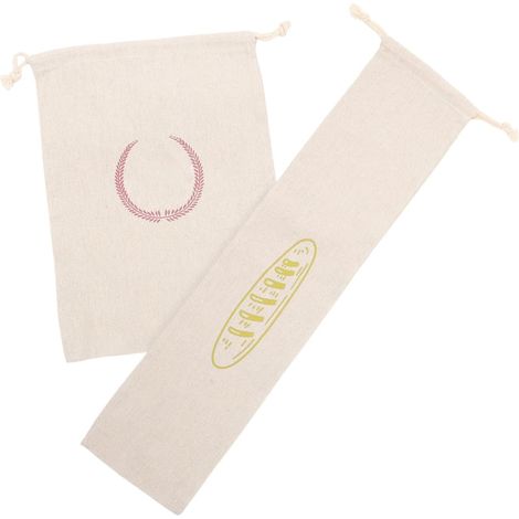 Lot de 2 sacs à pain en lin naturel avec cordon de serrage
